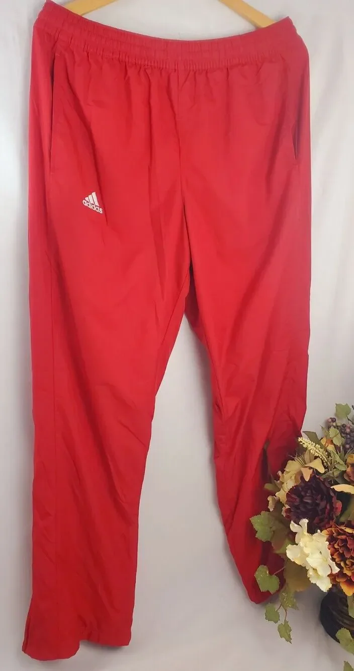 Adidas Pants Size L Vintage Y2K Mens Red Windbreaker Track Zip Leg Ruched 2006